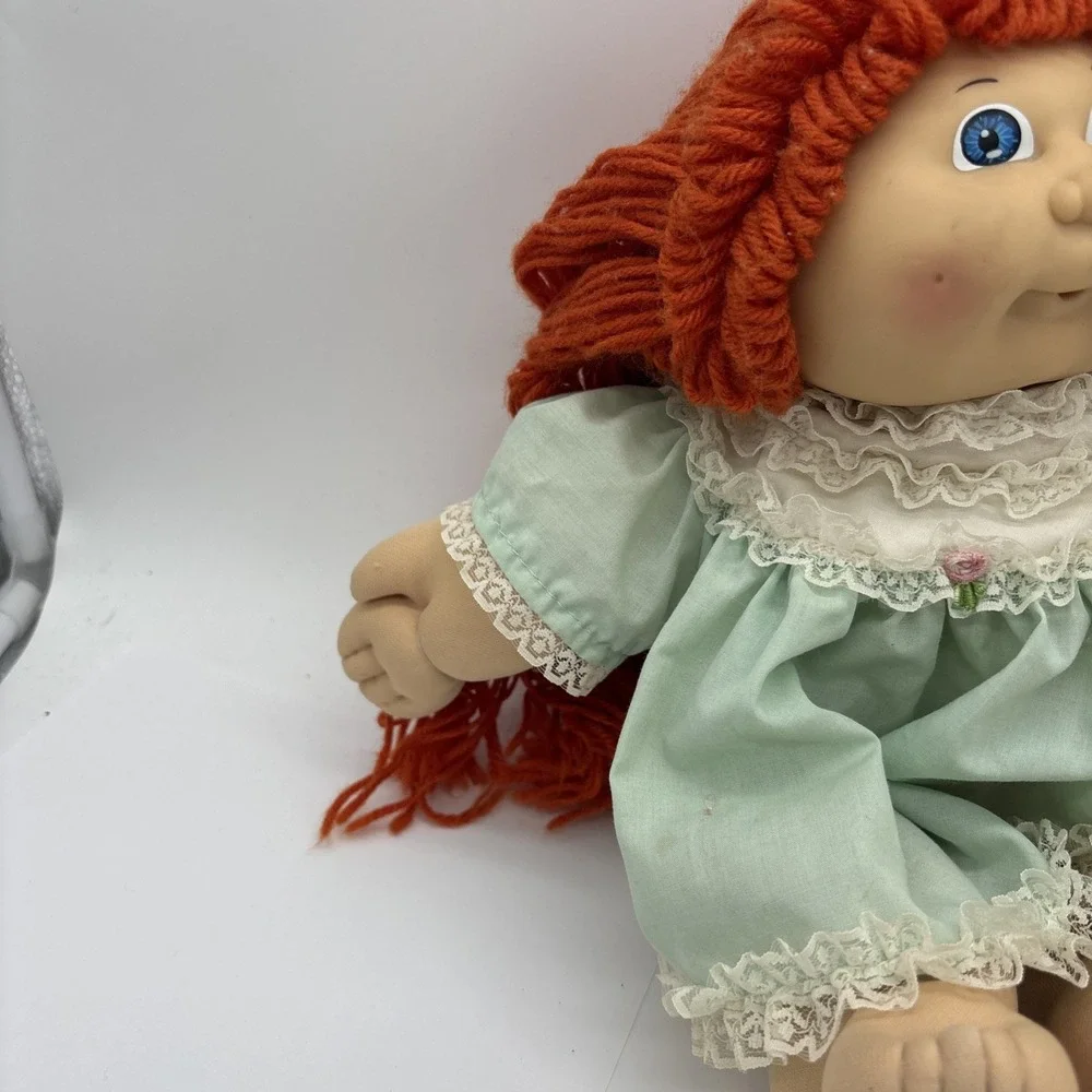 Vintage 1985 Cabbage Patch Style Red Hair Blue Eyes Green Dress Rare!